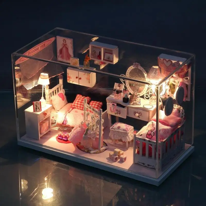 Cute DIY Wooden House Miniatura Light Furniture Doll House 3D Miniature House Dollhouse Toy for Children Christmas Birthday Gift Cute DIY Wooden House Miniatura Light Furniture Doll House 3D Miniature House Dollhouse Toy for Children Christmas Birthday Gift