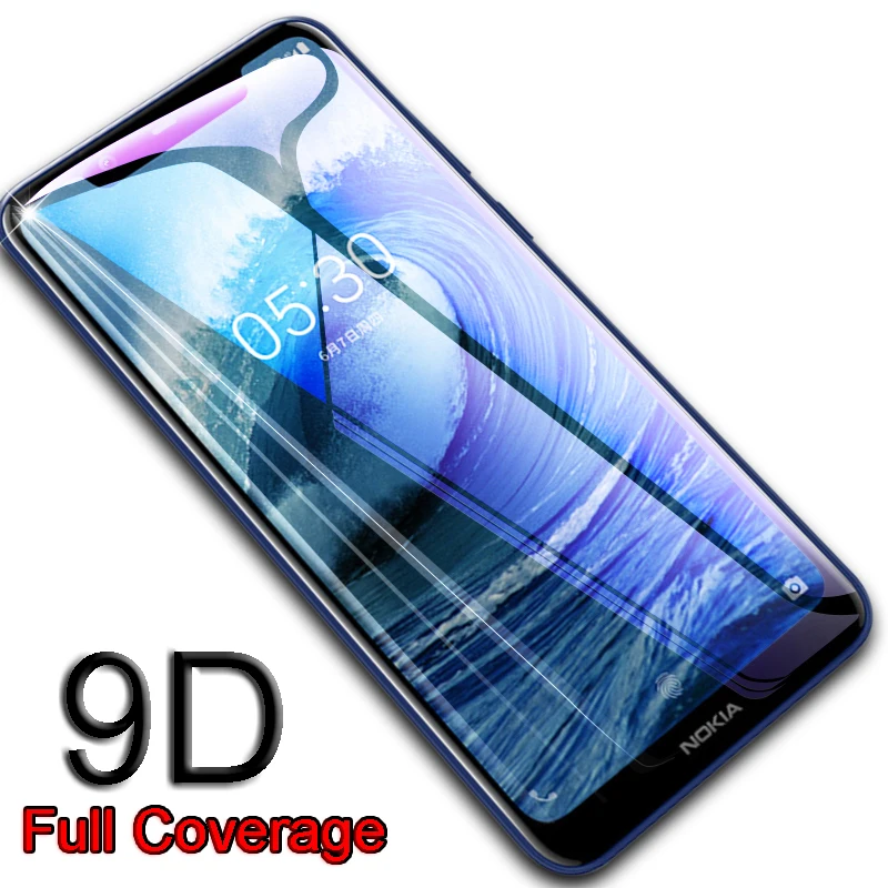 

9D Tempered Glass For Nokia 6.1 Plus Screen Protector For Nokia 5.1 6.1 Plus X5 X6 X 5 6 7 8 Full Cove on Protective Glass Film