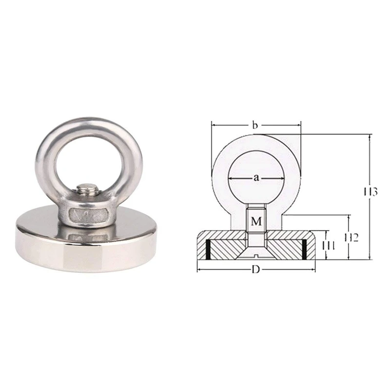 THGS 2 пачки 41 кг тяговая сила сильные редкоземельные магниты круглый неодимовый рыболовный магнит диаметр 1,4 дюйма(36 мм) магнитные крючки