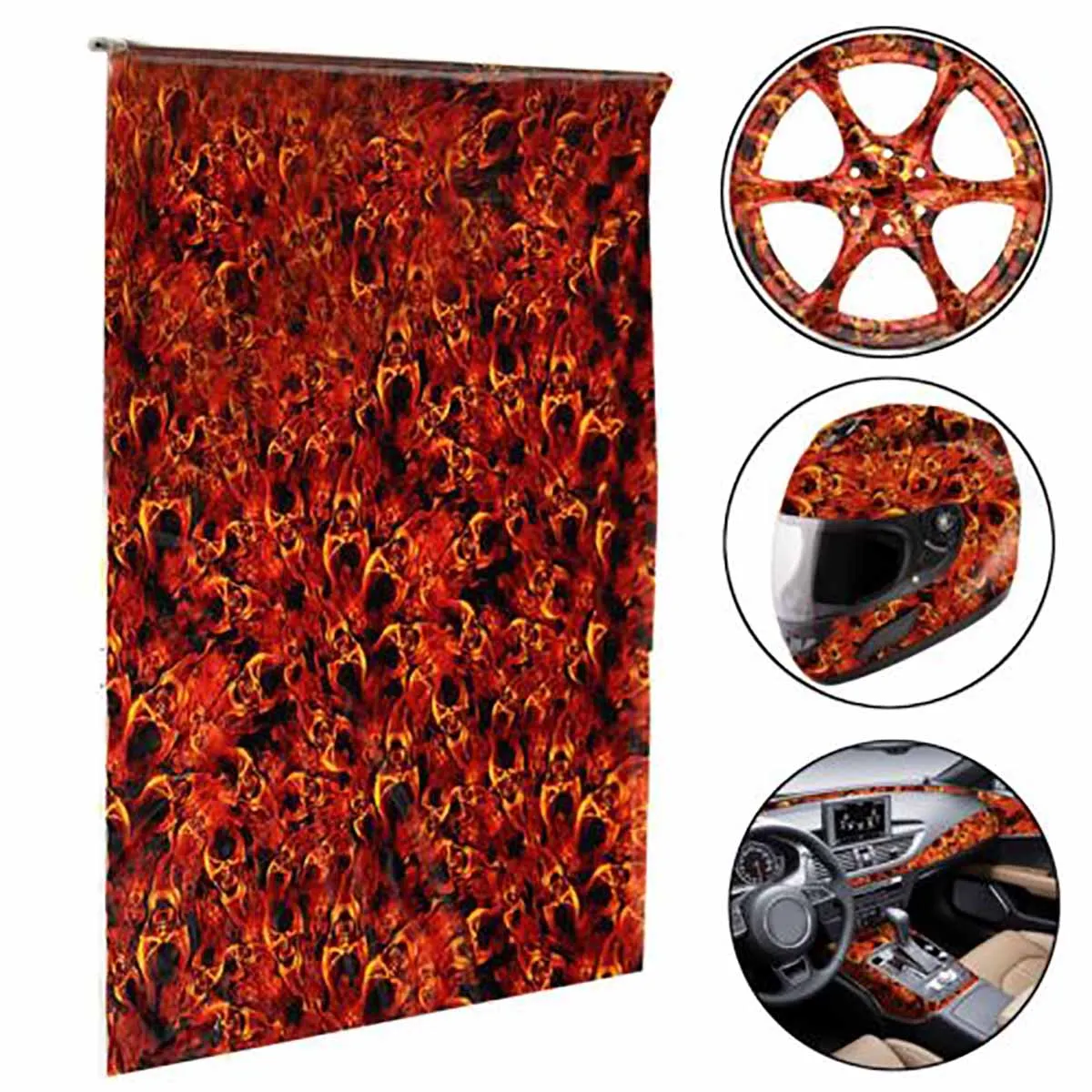 

1PC 0.5*1m Fire Skeleton Hydrographic Water Transfer Film Hydro Dipping Printing
