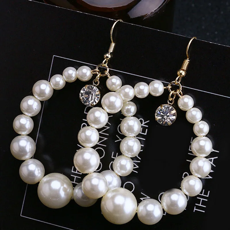 New Faux Pearl Orchid Flower Hook Drop Earrings Gift Fashion Women Jewelry AA