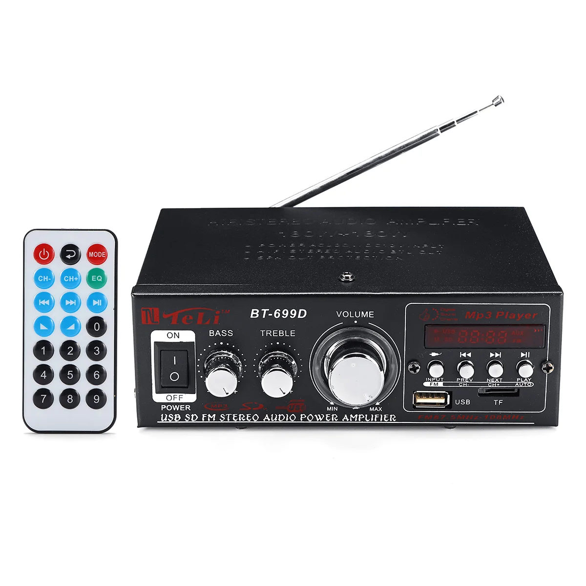 

12V/220V 180W+180W HIFI Digital Audio Stereo Power Amplifier bluetooth FM Radio 2CH Amplificador Car Home Theater Amplifiers