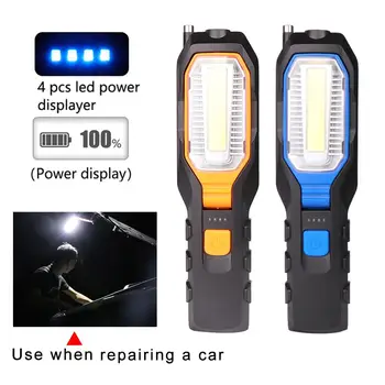

800LM LED+COB Flash light Built-in Battery 4 Modes Magnet Flashlight Torch with Micro USB Charging for camping household