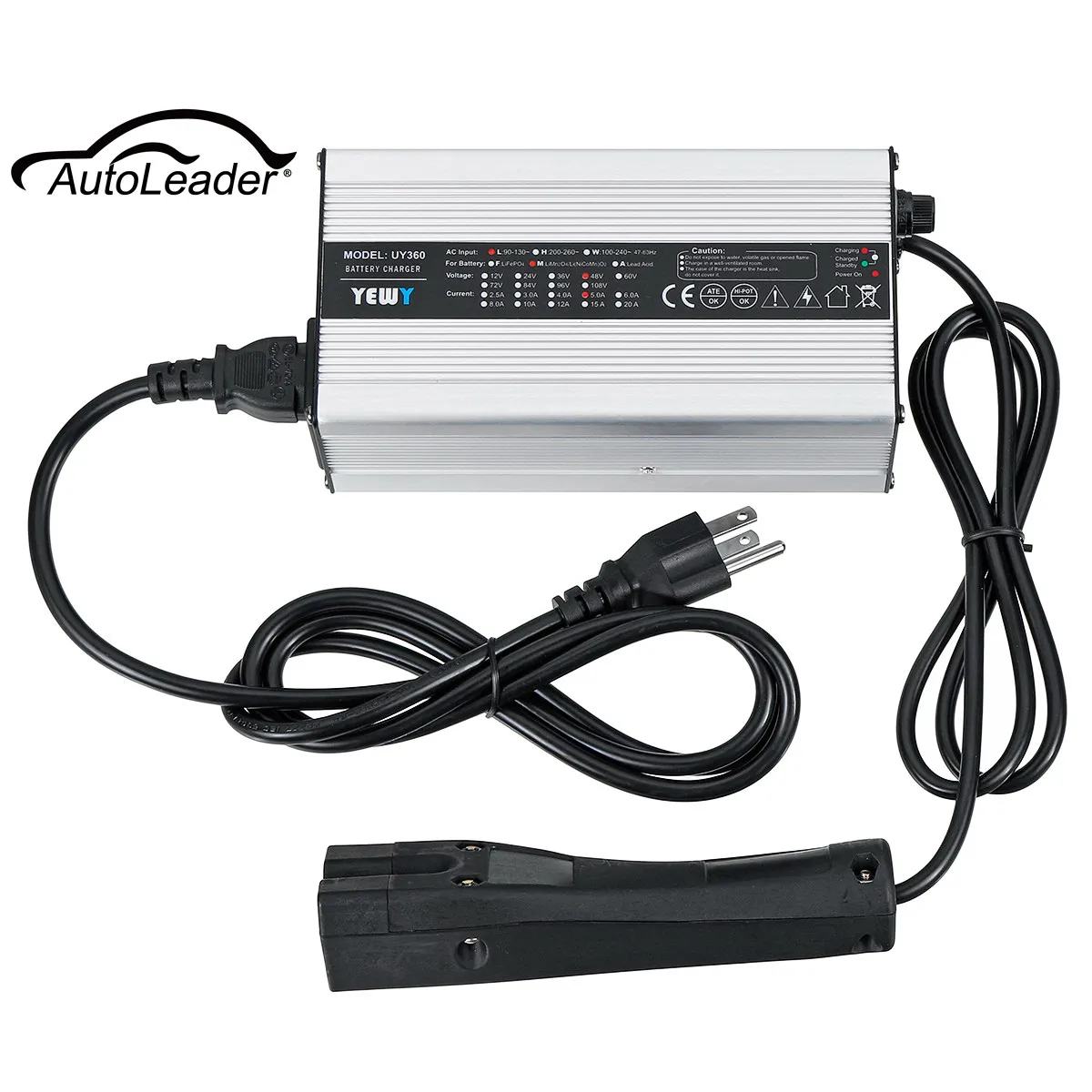 

AUTOLEADER 48V 5A Golf Cart Battery Charger Charging 4-6 Hours LED Lights Status Three Head Inserts American Standard