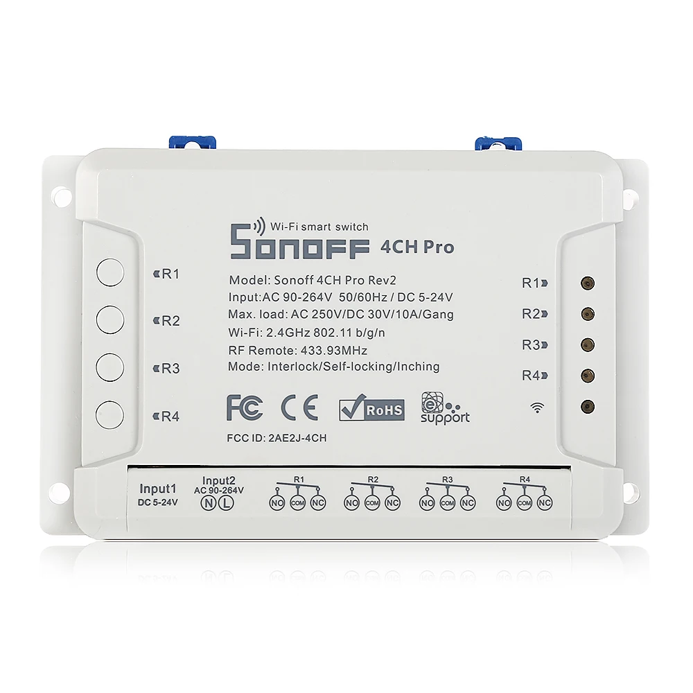 SONOFF 4CH Pro Rev2 WiFi умный переключатель домашний 433 МГц RF светильник 4 комплекта 3 режима работы инчинг интерлок с Alexa для умного дома