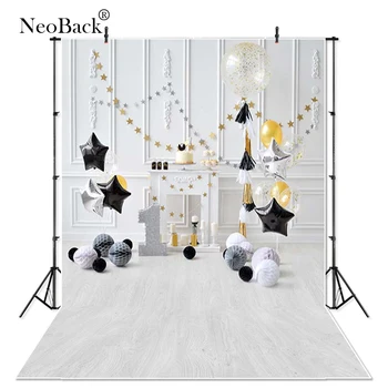 

NeoBack Vinyl Photography Backdrops Star Balloon Party Happy Birthday NewBorn Baby One Year Baby Newborn Child Photocall Banner