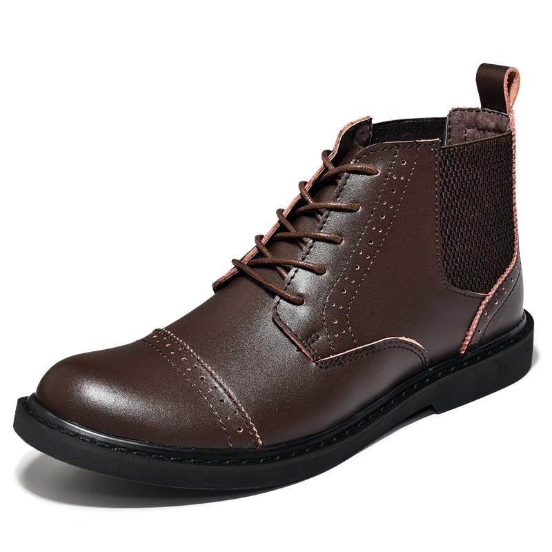 

Fashion Men's Boots genuine leather Brogues men Boots British Retro Winter Shoes handwork Footwear leather booties size 38-44