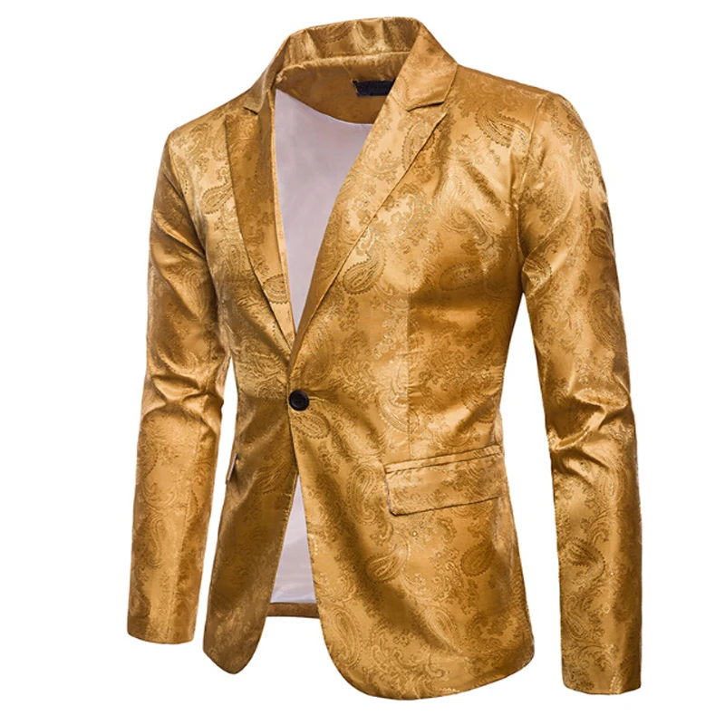 Модные мужские блестящие блейзеры, Золотой блестящий костюм, куртки, мужской костюм на одной пуговице для ночного клуба, блейзер, блейзеры для сцены