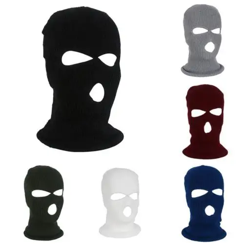 

3 Hole Full Face Balaclava Cap Outdoor Riding Motorcycle Mask Knitting Windproof Face Mask Ski Mountaineering Winter Headgear