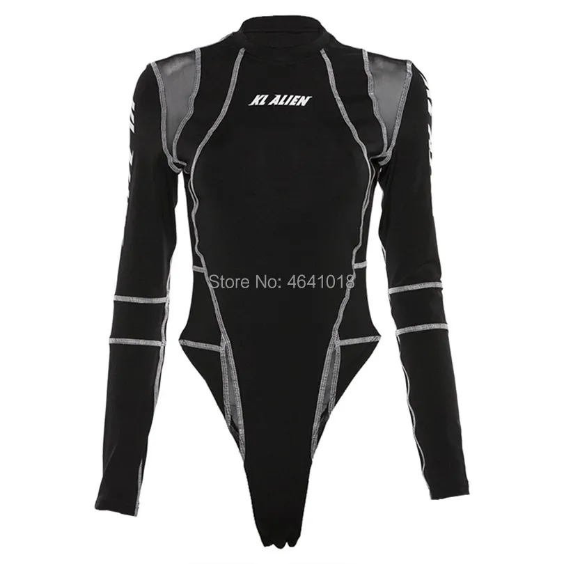 

women bodysuits fitness sexy and club party skinny slim letter female jumpsuits and rompers long sleeve new sportswear