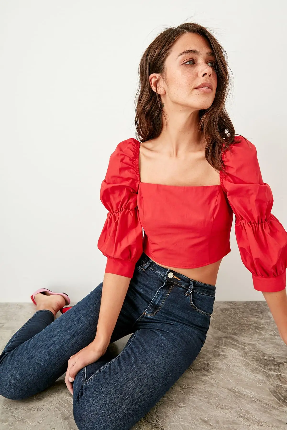 Trendyol Red bhuzgülju Bluz TWOSS19XB0036 |