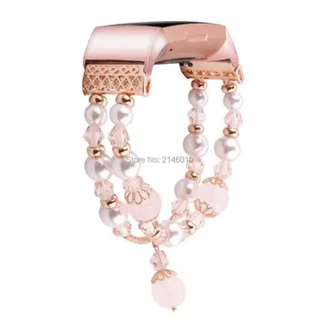 

Women Girls Jewelry Pearl Bracelet Replacement For Fitbit Charge 3 & Charge 3 SE Bands Fit bit Wristband Strap