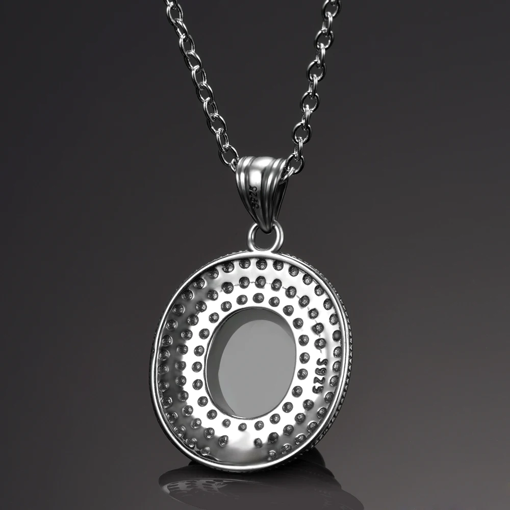 10x12 мм большой натуральный лунный камень 925 пробы серебряные ювелирные изделия кулон ожерелье с цепочкой для женщин Винтаж юбилей вечерние подарки