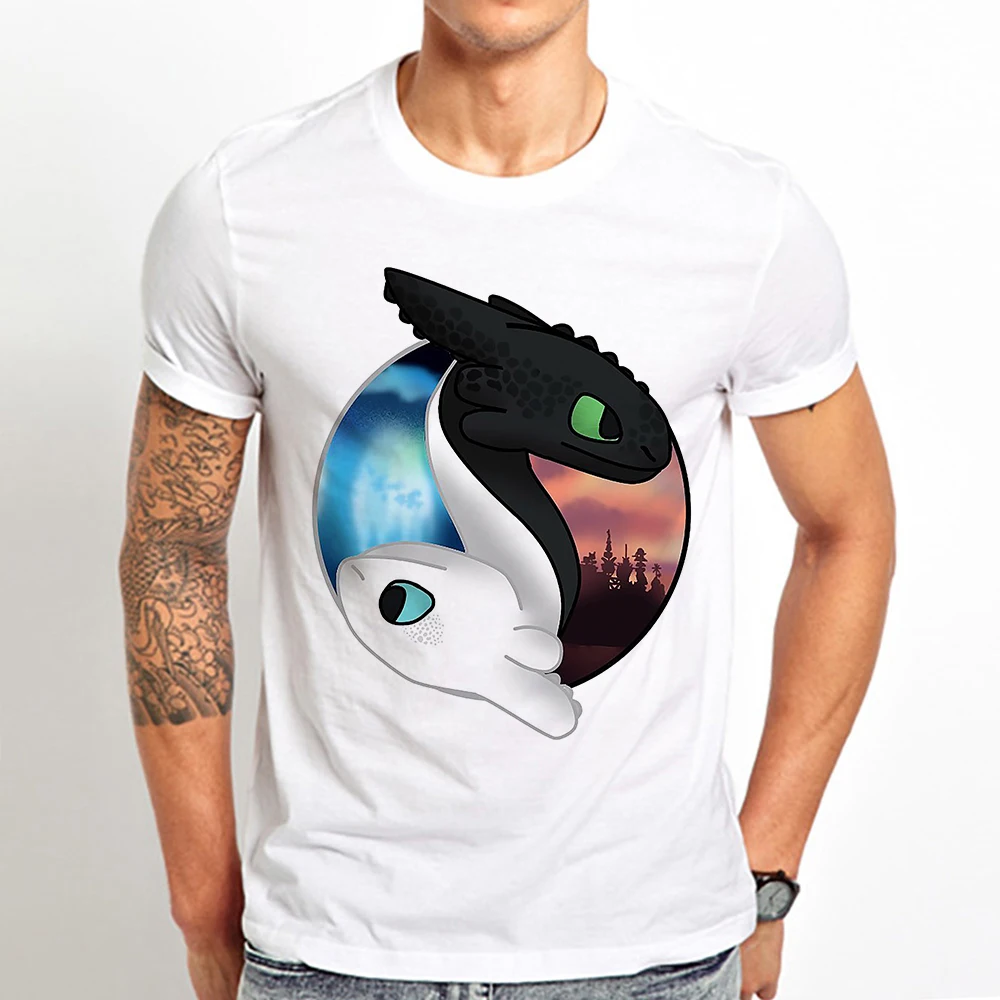 

How to Train Your Dragon Toothless and Light Fury funny anime t-shirt men 2019 summer new white casual t shirt homme