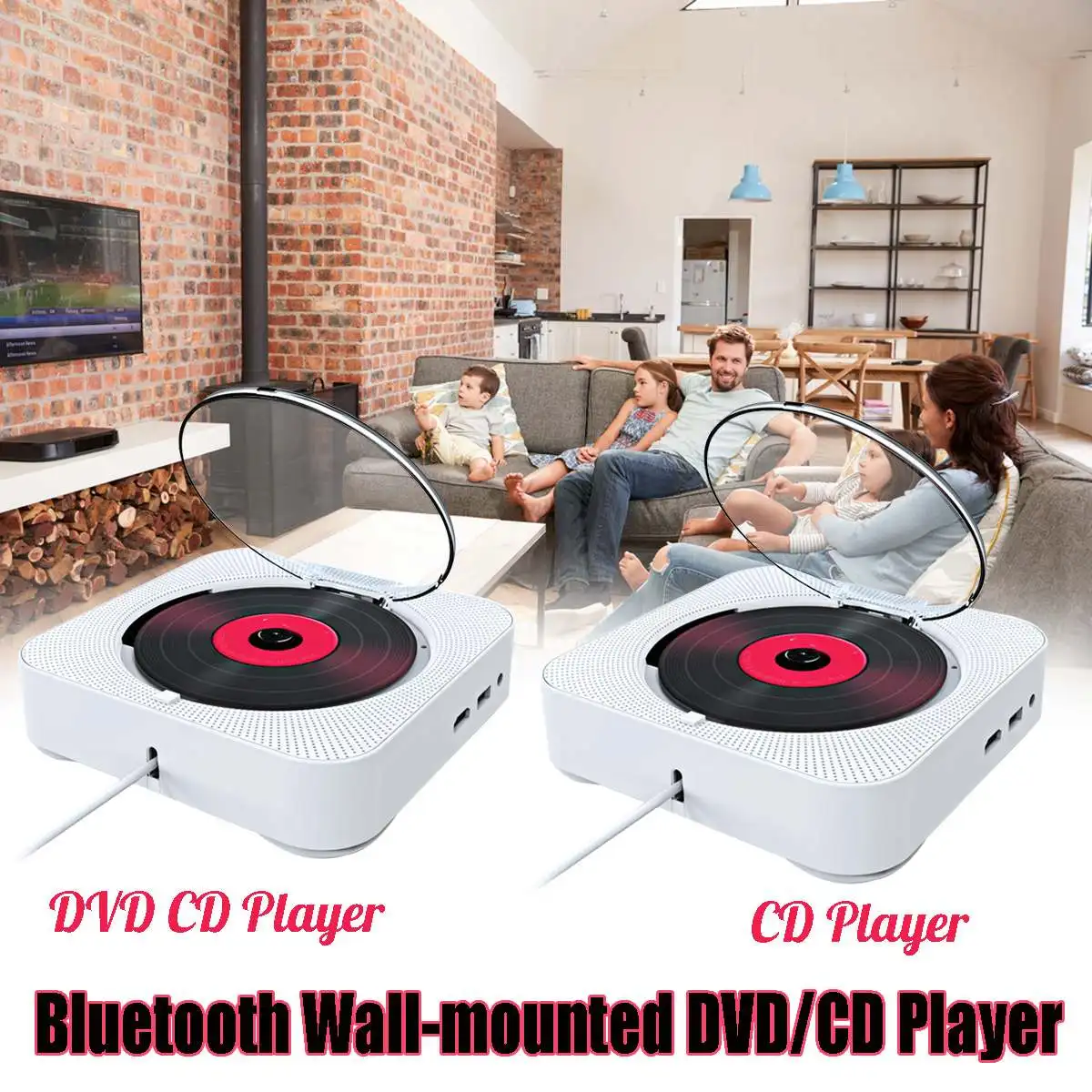 

Wall Mountable CD DVD Player bluetooth HiFi CD Music Player Portable Audio Speaker Boombox HDMI DVD FM USB with Remote Control