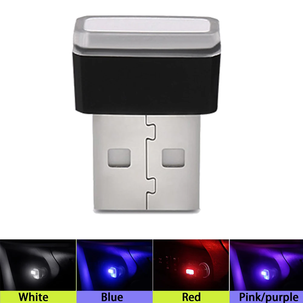 Автомобильные атмосферные огни 5 в USB белый красный синий розовый фиолетовый SUV