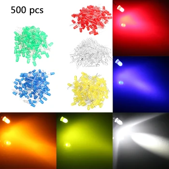 

iTimo 500Pcs LED Diode Kit White Yellow Red Blue Green Family Essential Ultra DIY Bulb Lamp Kit Set Bright LEDs Lights