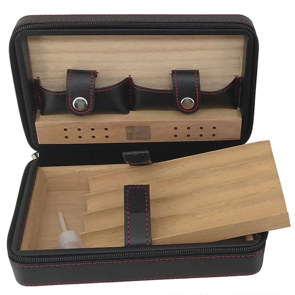 New Humidor Storage Box Cedar Wood Lined Cigar Case Storage Box Humidor Humidifier With Cigar Cutter Humidifier Accessories