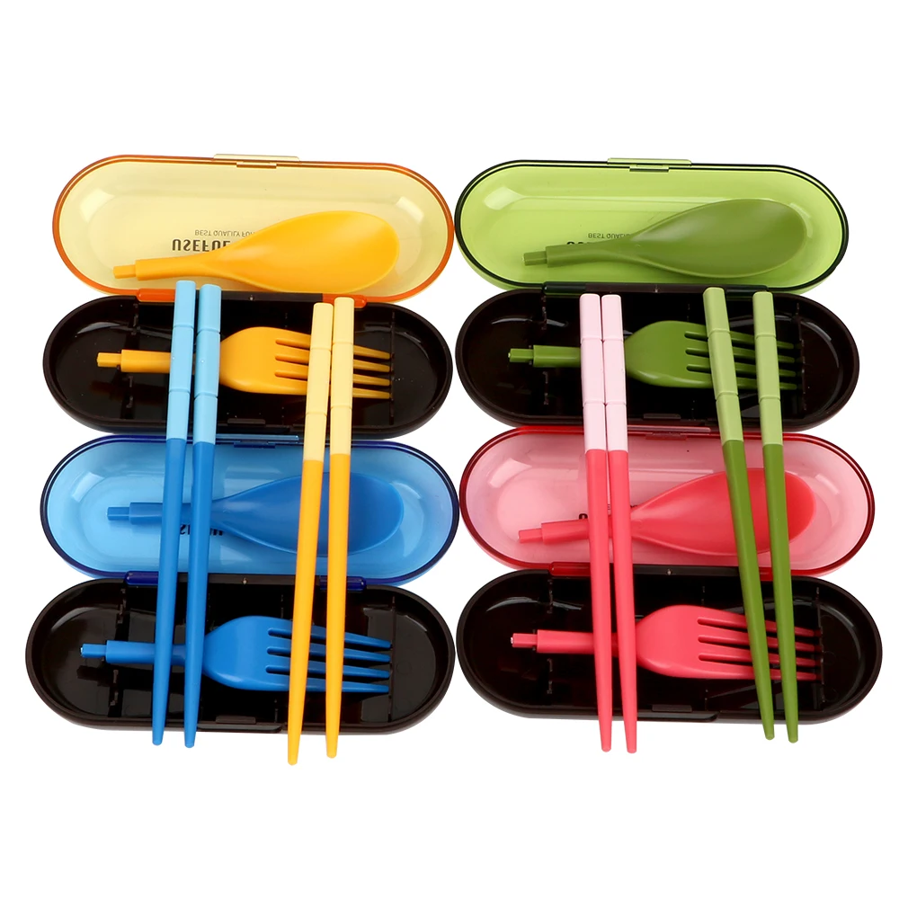 3 piece/Set Spoon Fork Chopsticks Set Candy Color Dinnerware Mini