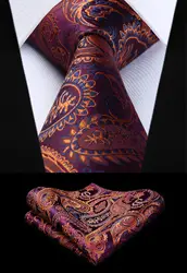 Вечерние Вечеринка Классическая мода карман квадратный галстук новый Пейсли Мужской оранжевый тканые шелковые галстук платок Набор TF4015T18S