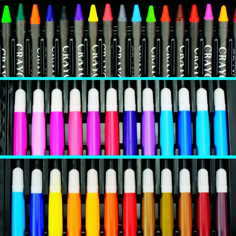 Роскошный Художественный набор, 150 шт Детские Инструменты для рисования, набор акварельных ручек, карандашей, масляных пастельных красок, кисть для рисования