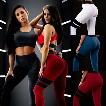 

2019 New Brand Sexy Women Skinny Stretch Fitness Casual Patchwork High Elastic Waist Belt Slacks Slim Leggings Pants Trouser