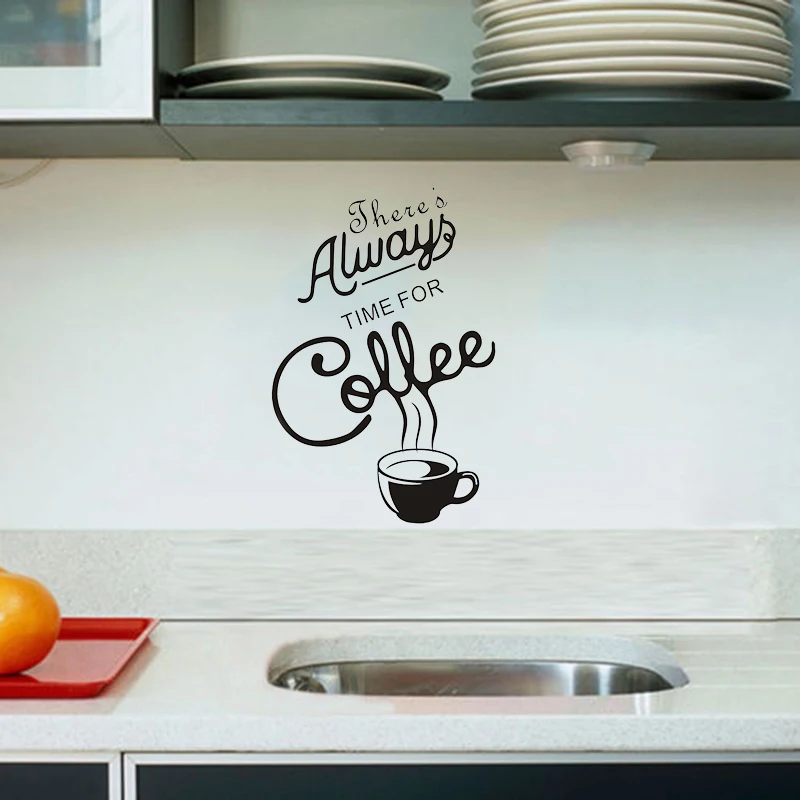Single-piece Package Thereis Always Time For Coffee English Coffee Cup Cafe Kitchen Wall Sticker Home Decoration Accessories Single-piece Package Thereis Always Time For Coffee English Coffee Cup Cafe Kitchen Wall Sticker Home Decoration Accessories