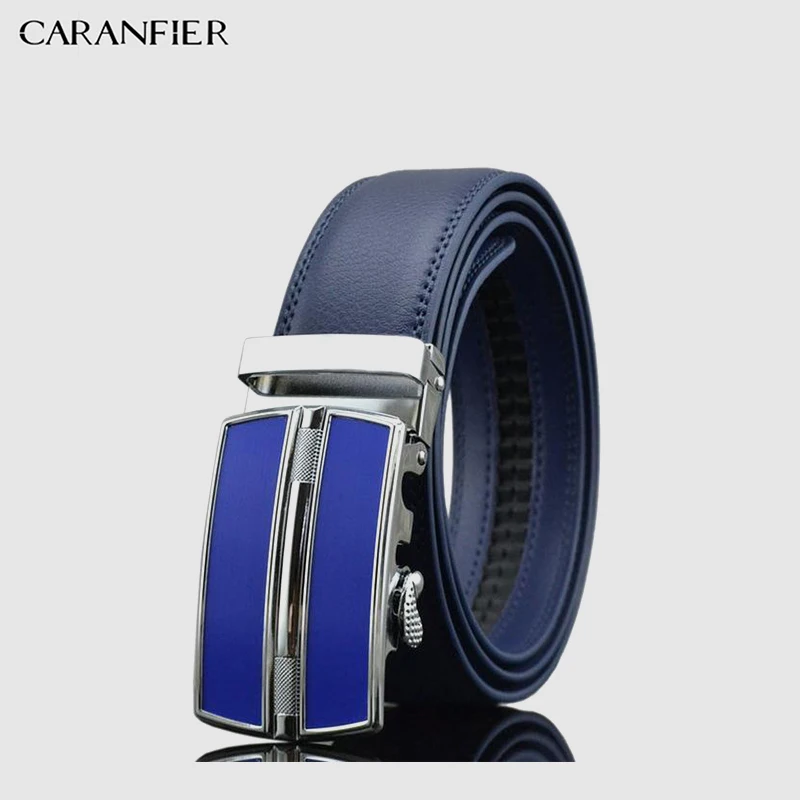 

CARANFIER Mens Belts Designer Genuine Cow Leather Men Belt Luxury Automatic Buckle Strap Classic Business Male Cowskin Belts