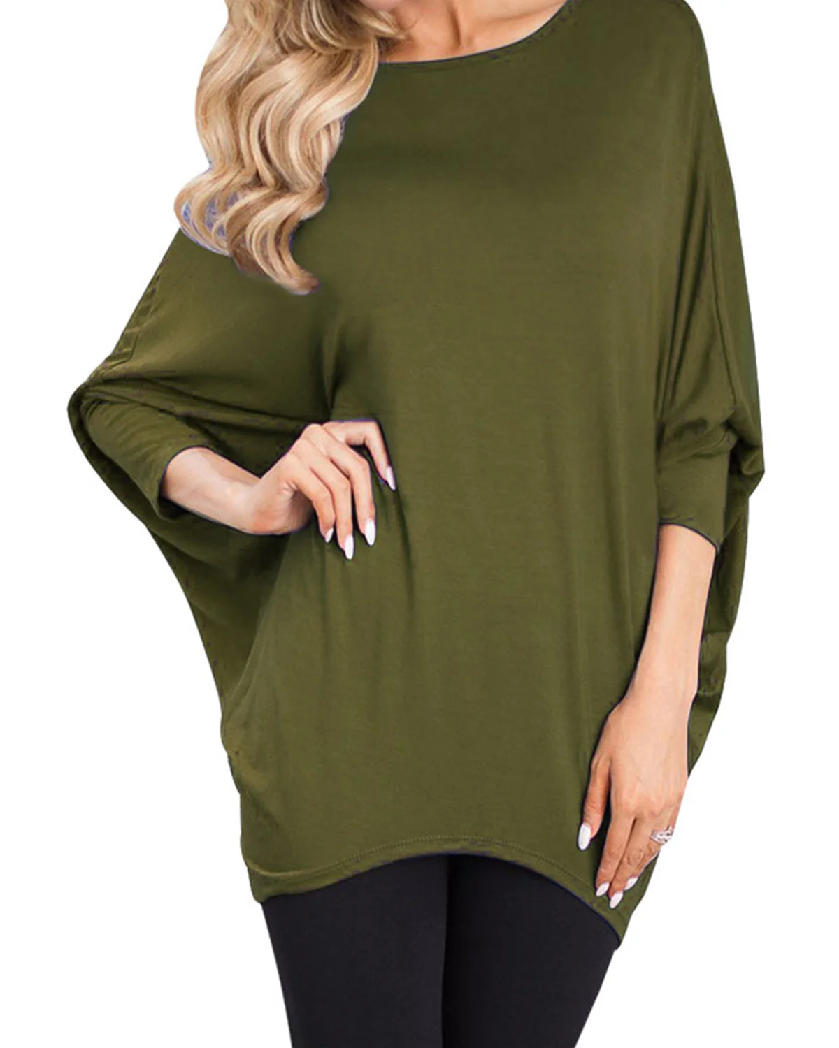 

2019 Summer Women Blouse and Shirts Casual Loose Solid Color Round Neck 3/4 Batting Sleeve Cotton Tops Shirts Plus Size Blusas