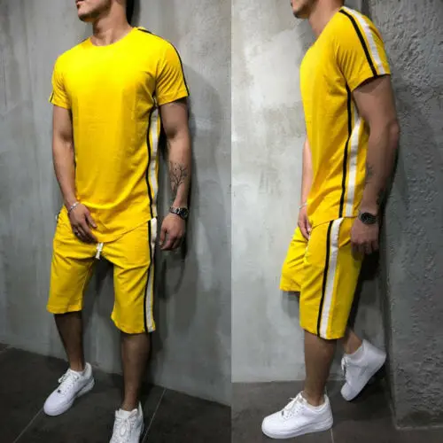 Striped 2019 Summer New Men's Shorts Casual Suits Sportswear Mens Clothing Man Sets Pants Male sweatshirt Men Brand Clothing