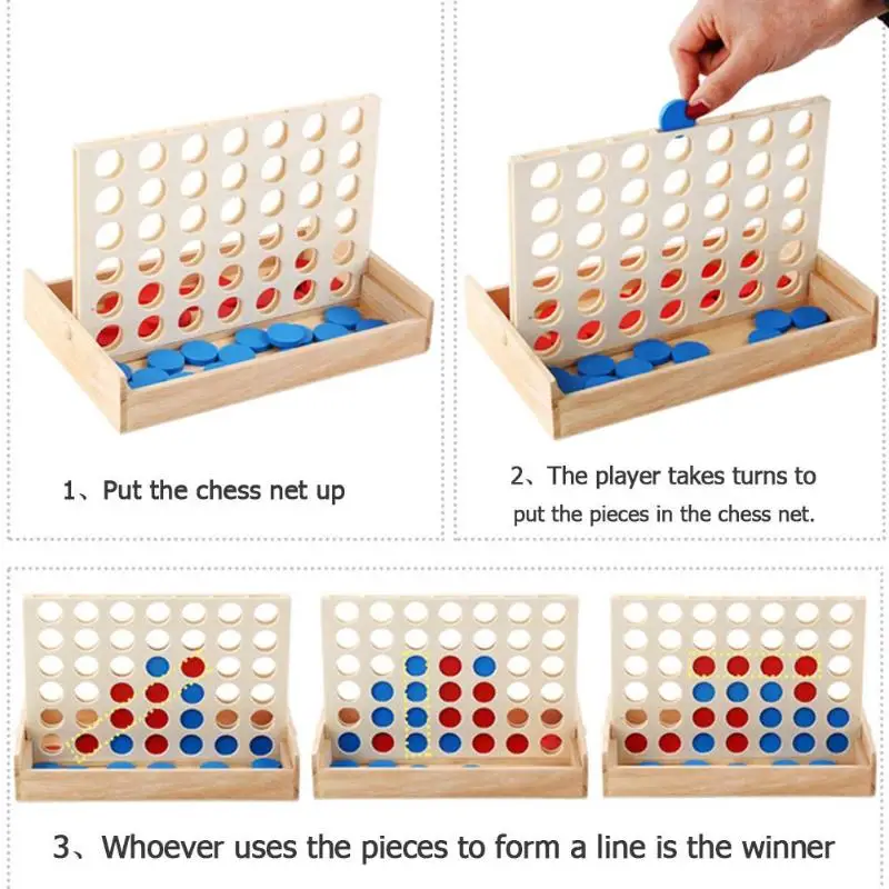 

Kids Line Board Game Children Wooden Plastic 4 Line Up Family Interactive Game Classic Connect Games Education Entertainment Toy