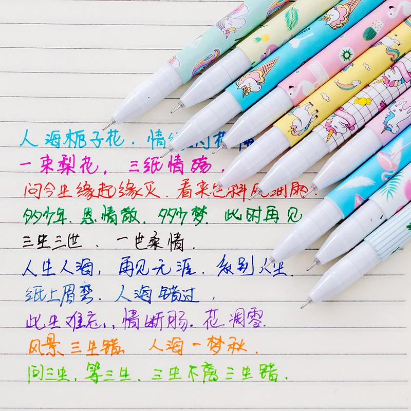 

Cartoon Flamingo Unicorn pen 10pcs with Box Color Gel Pen Students Stationery Gel Pen Wholesale Manufacturer