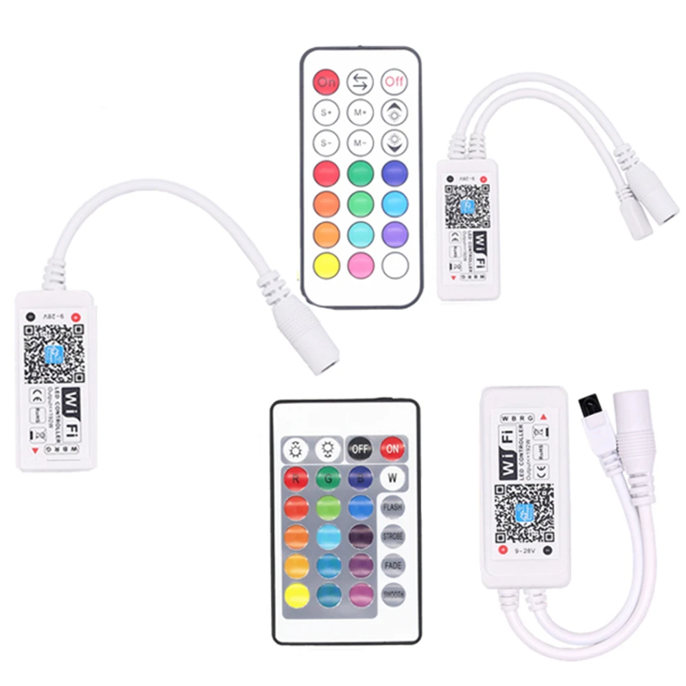 Wifi RGBW/RGBWW светодиодный контроллер Мини DC12V с RF 21Key/IR 24Key пульт дистанционного