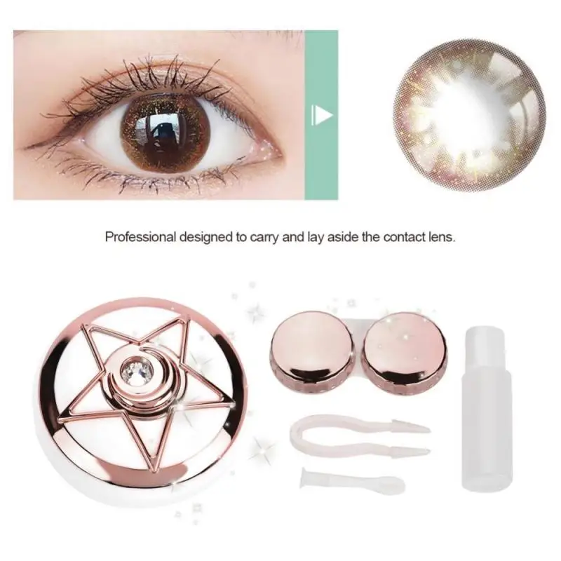 

3 Colors Portable Contact Lens Box with Mirror Pentagram Shape Lenses Container Case Holder Makeup For Eyes Portable Travel Tool