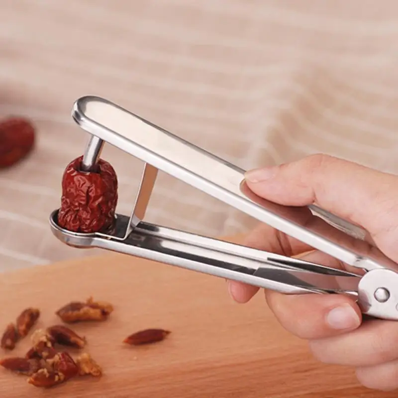

Silver Cherry Pitter Olive Stone Core Seed Remover Tools Space-Saving Lock Design 403 Stainless Steel Dishwasher Safe