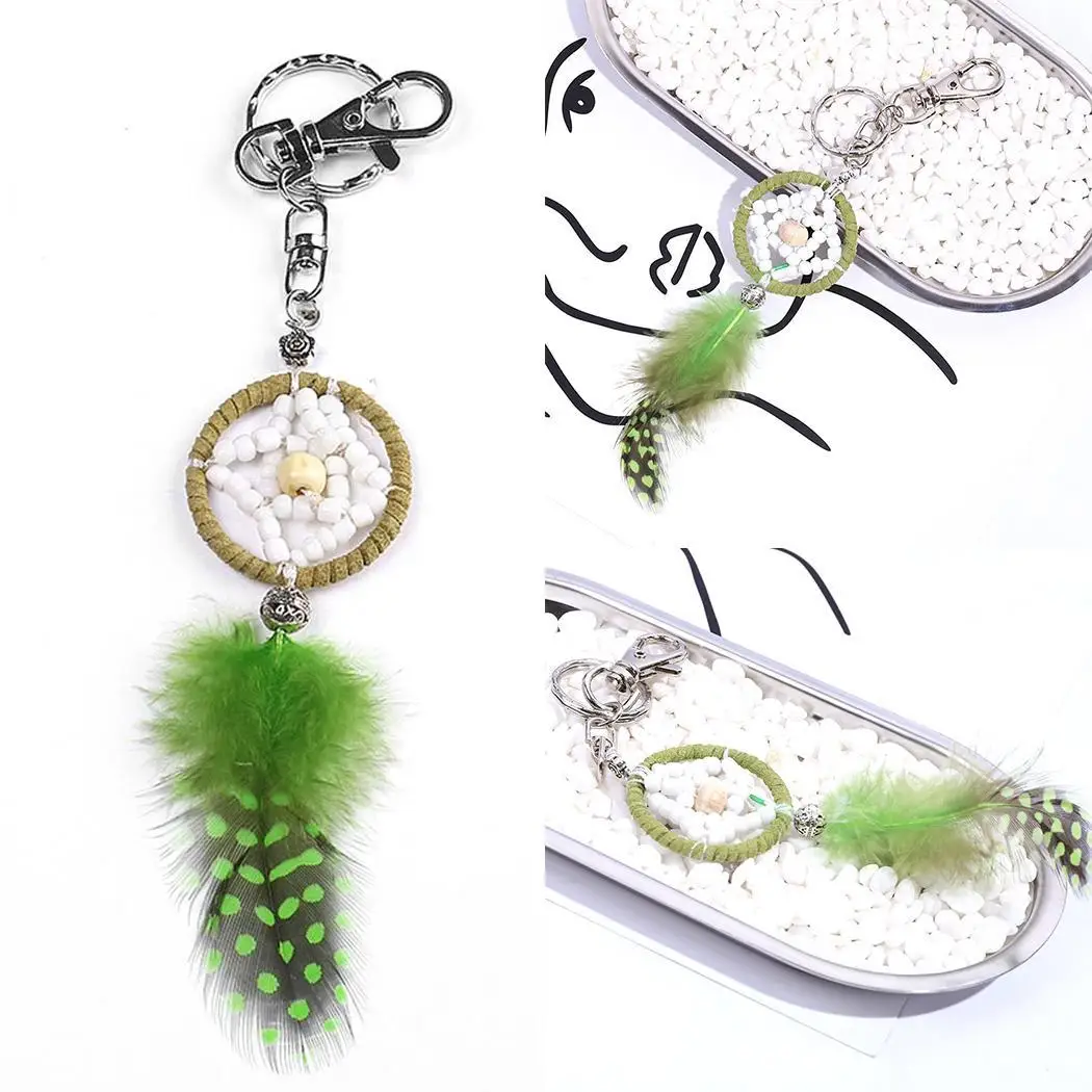 

Fashion Sweetheart Boho Style Key Ring Car Decoration Pendant Dream Catcher, Feather 19g 170mm