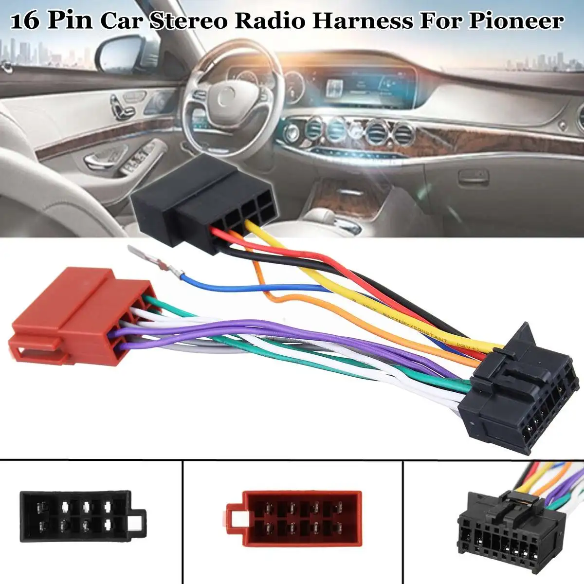 

Car Stereo Radio Player ISO Wiring Harness Connector 16Pin for Pioneer 2003-on