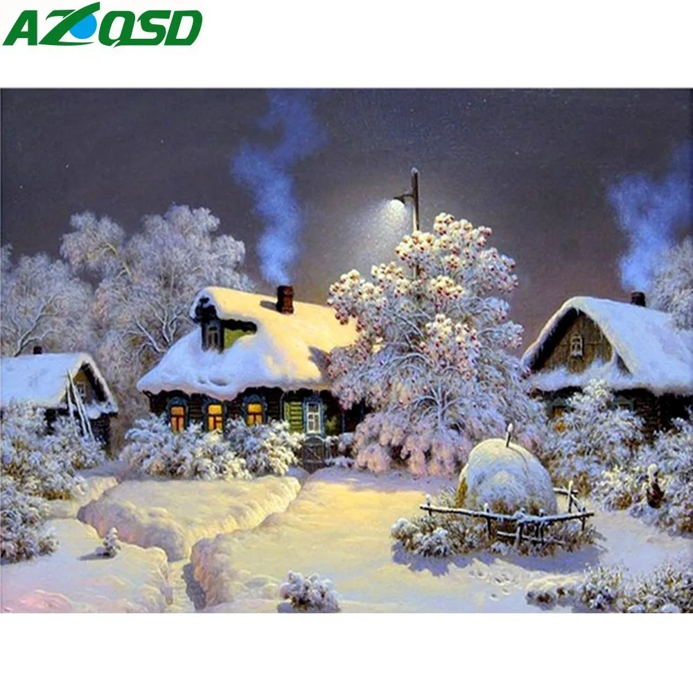 AZQSD алмазная вышивка распродажа крестом пейзаж полный квадратный алмаз вышивка продажа зима 5D DIY Алмазная мозаика рукоделие снег|painting cross stitch|diamond painting cross stitchdiamond embroidery | АлиЭкспресс
