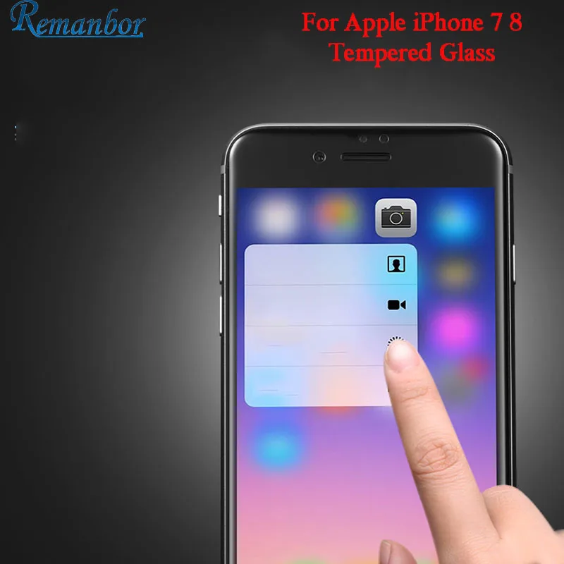 Remanbor For iPhone 7 5D Tempered Glass Screen Protector Film Replacement For iPhone 8 Tempered Glass 4.7\