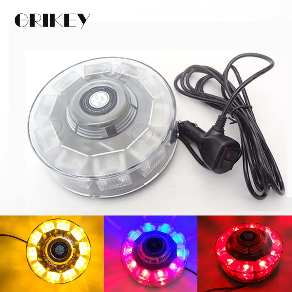 

10 LED Round Strobe Light Car External Light 7 Model Magnetic Warning Flashing Light Hazard Police Lamp
