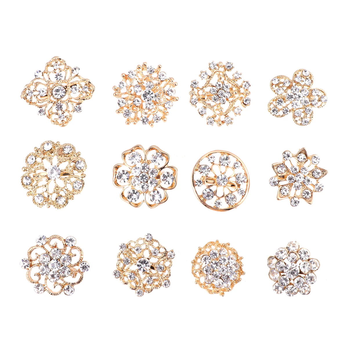 12 шт броши сплав Цветок Маленькая модная брошка со стразами зажим для одежды