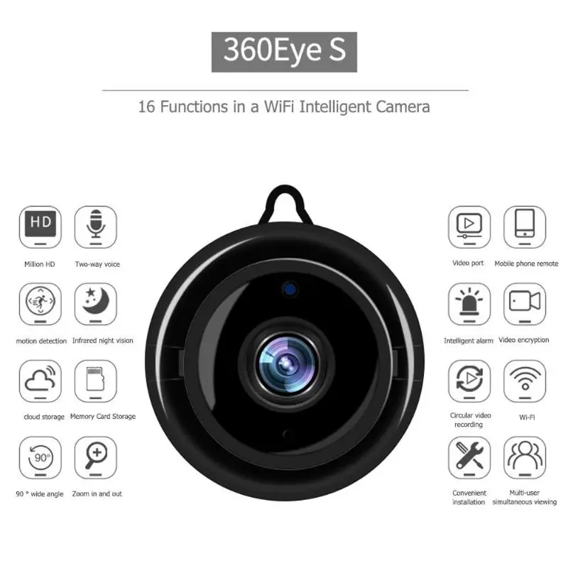 HD 1080P мини беспроводная WIFI IP камера 180 градусов 5 10 м ночного видения инфракрасная