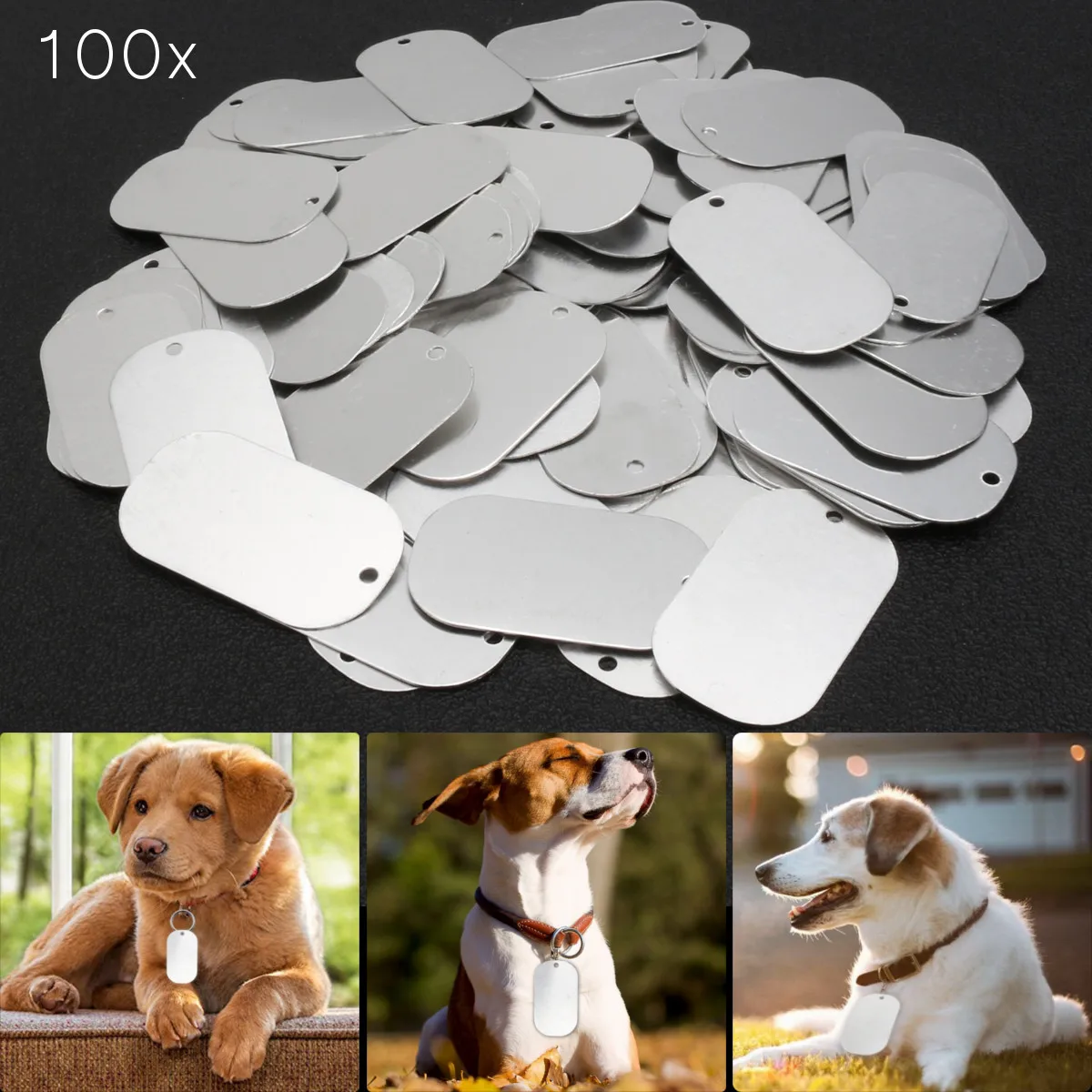 

100Pcs Aluminium Alloy Polished Stamping Pendant Blanks Dog Tag Blanks Pendants