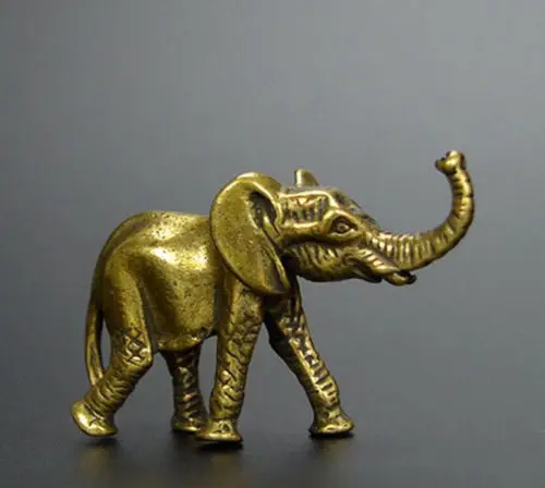

Exquisite Old Chinese Handmade carving brass elephant mini statue
