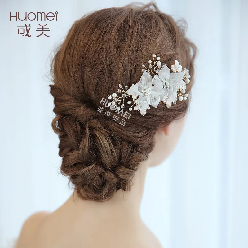 

NPASON 2019 Beautiful Bride Headwear Wedding Dress Flower Hair Comb Wedding Hair Jewele Bride Photograph Ornaments Hot Sell S894