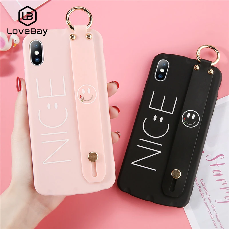 Lovebay Модный милый ТПУ чехол для iPhone X Smile с кольцом струнный ремень-лента чехлы 8 7 6 S