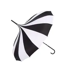Новые Классические Черный и белый зонтик Для женщин большой ложки с длинной ручкой, в готическом стиле, Классическая ветрозащитная башня, пагода Стиль