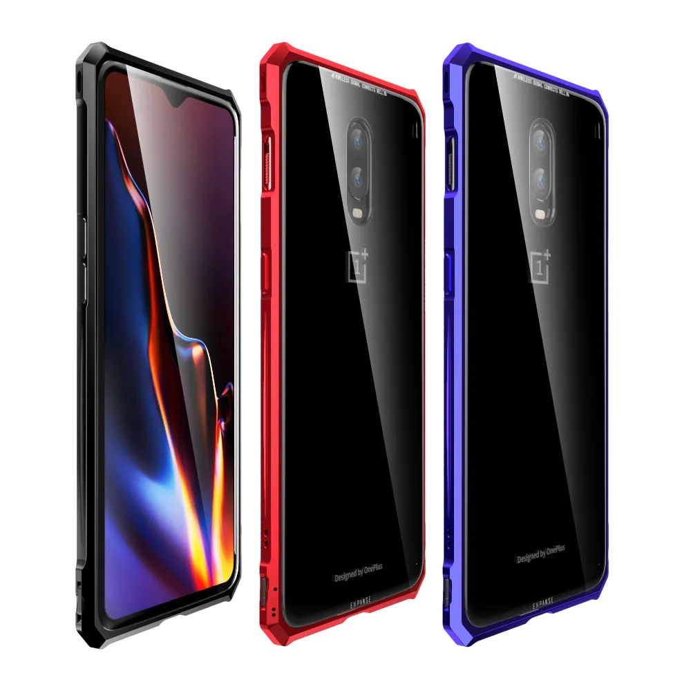 

One Plus 6T Oneplus 6 Case Metal Aluminum Bumper Frame Cover with Glass Back Cover Hard Case for Oneplus 6T Oneplus6 Cover