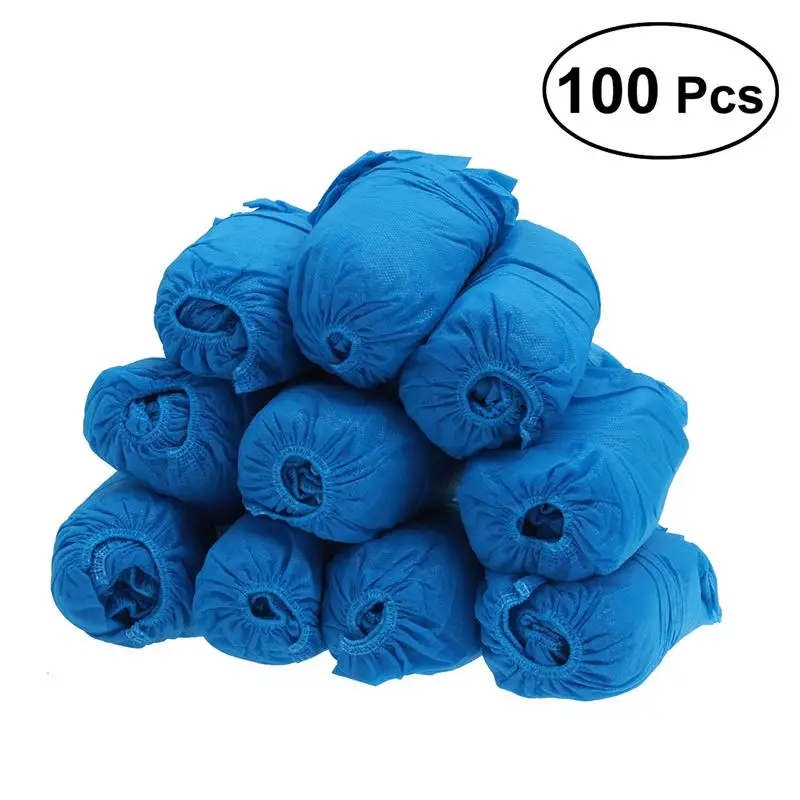 

100pcs Disposable Shoes Covers Non-Woven Fabric Elastic Band Shoe Cover Dustproof Thickened Anti-Slip Shoe Covers