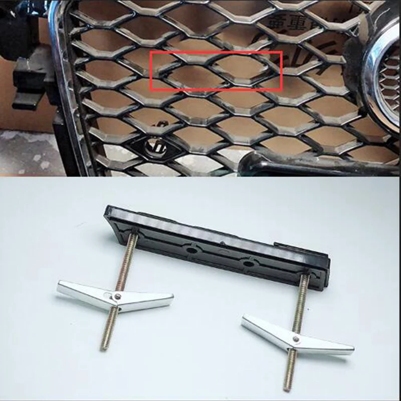 

S3 S4 S5 S6 S7 S8 RS3 RS4 RS5 RS6 RS7 RS8 RSQ3 RSQ5 RSQ7 TTRS Grille Emblem Glossy Black Car Logo Bracket for Audi Honeycomb Net